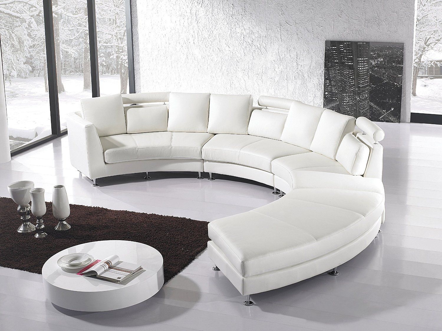 Round leather sofa 1
