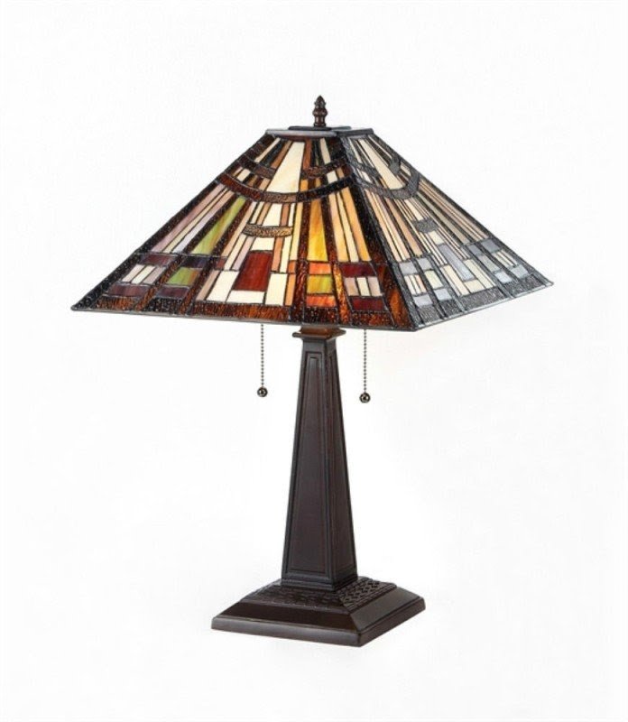 Tiffany style stained glass mission 2 light table lamp 16