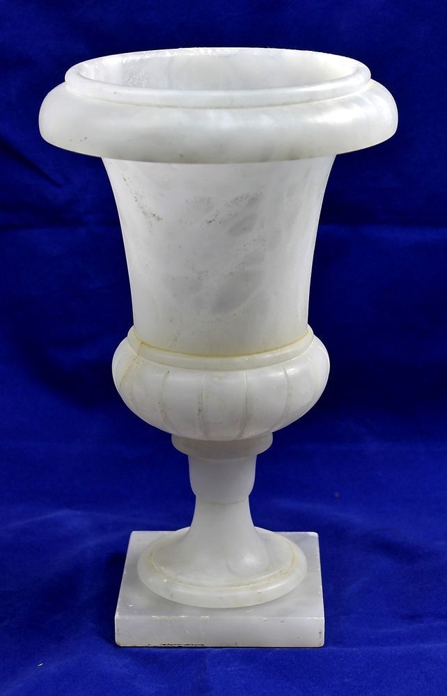 Vintage hand carved italian alabaster urn vase or replacement lamp