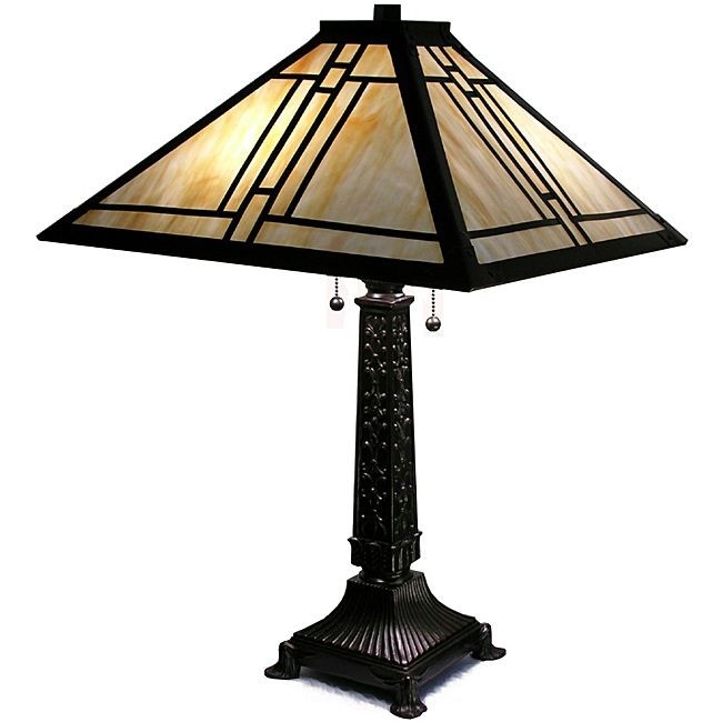 Warehouse of tiffany style mission gold streak table lamp