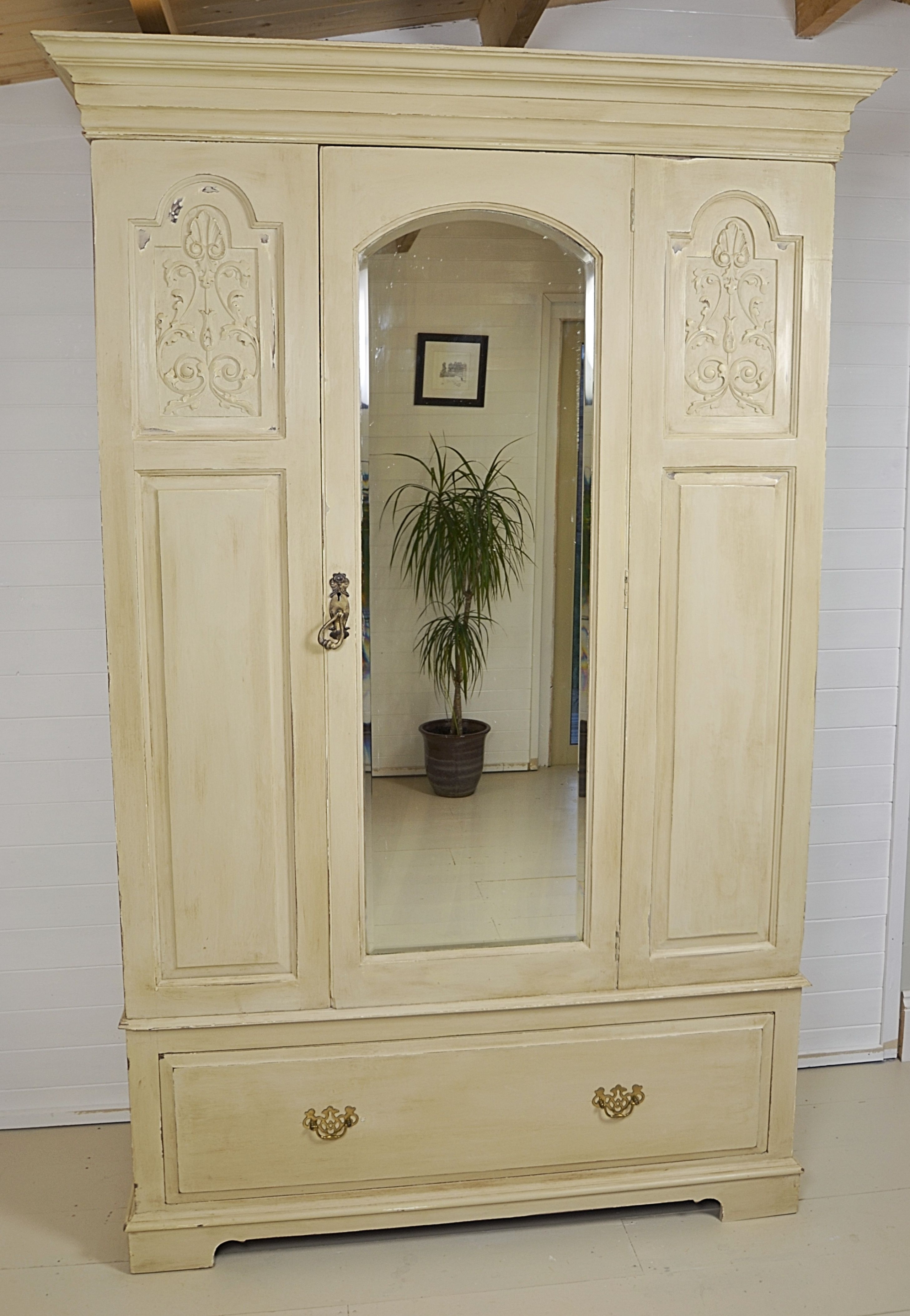 White vintage armoire