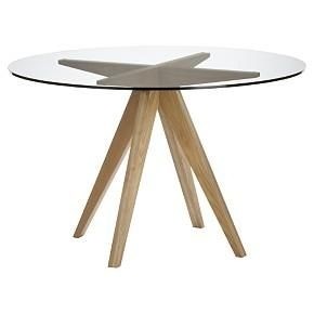 Wood base glass top dining table 2