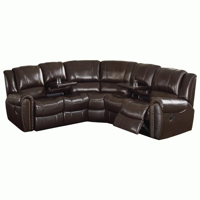 Camden dark brown italian leather reclining sectional sofa