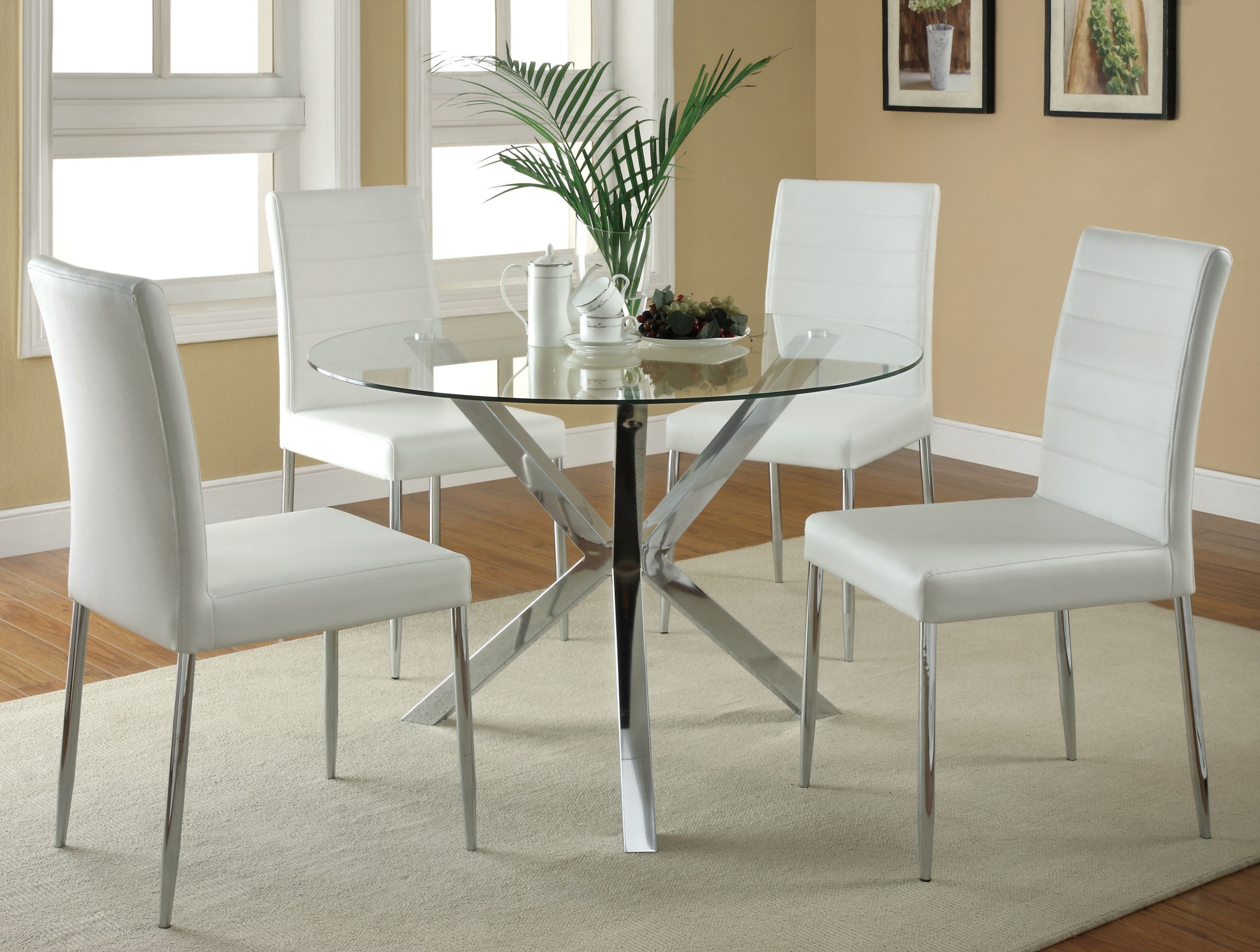 modern gray round glass kitchen table