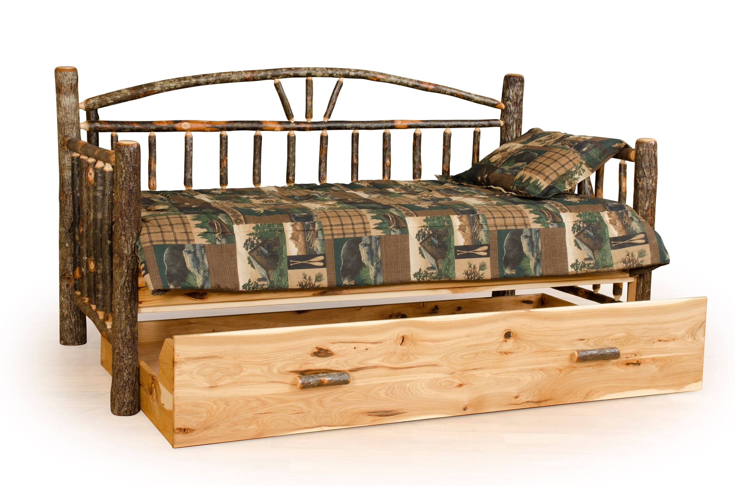 Rustic hickory day bed with trundle