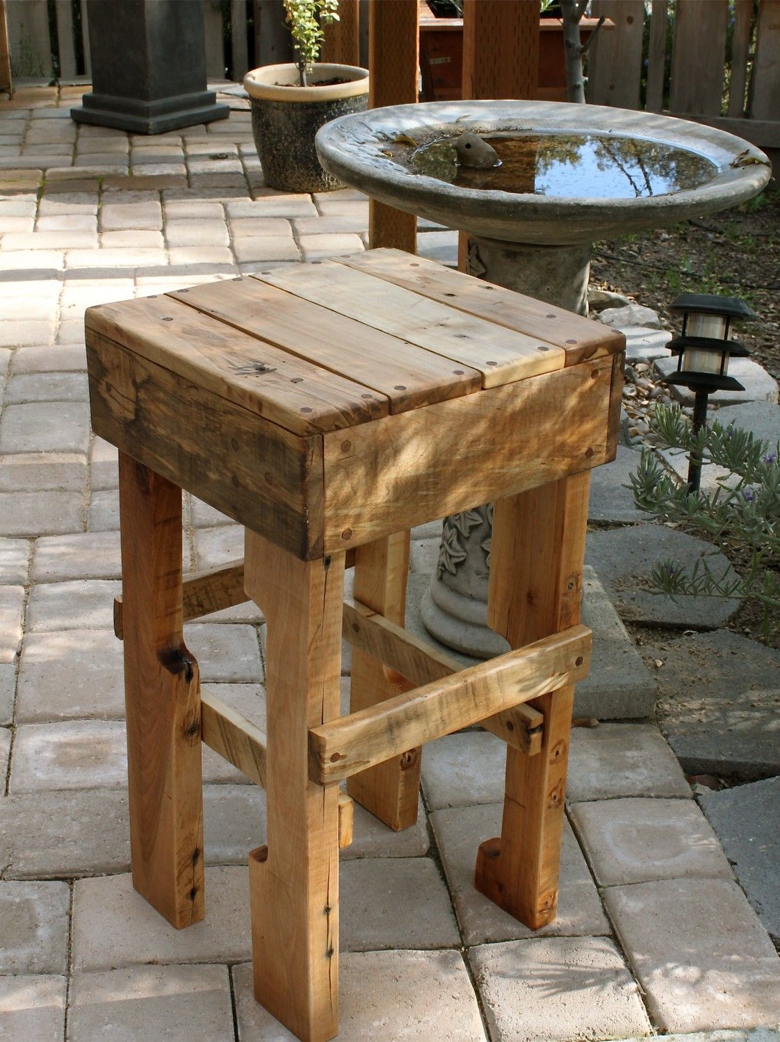 Short wood stool 15