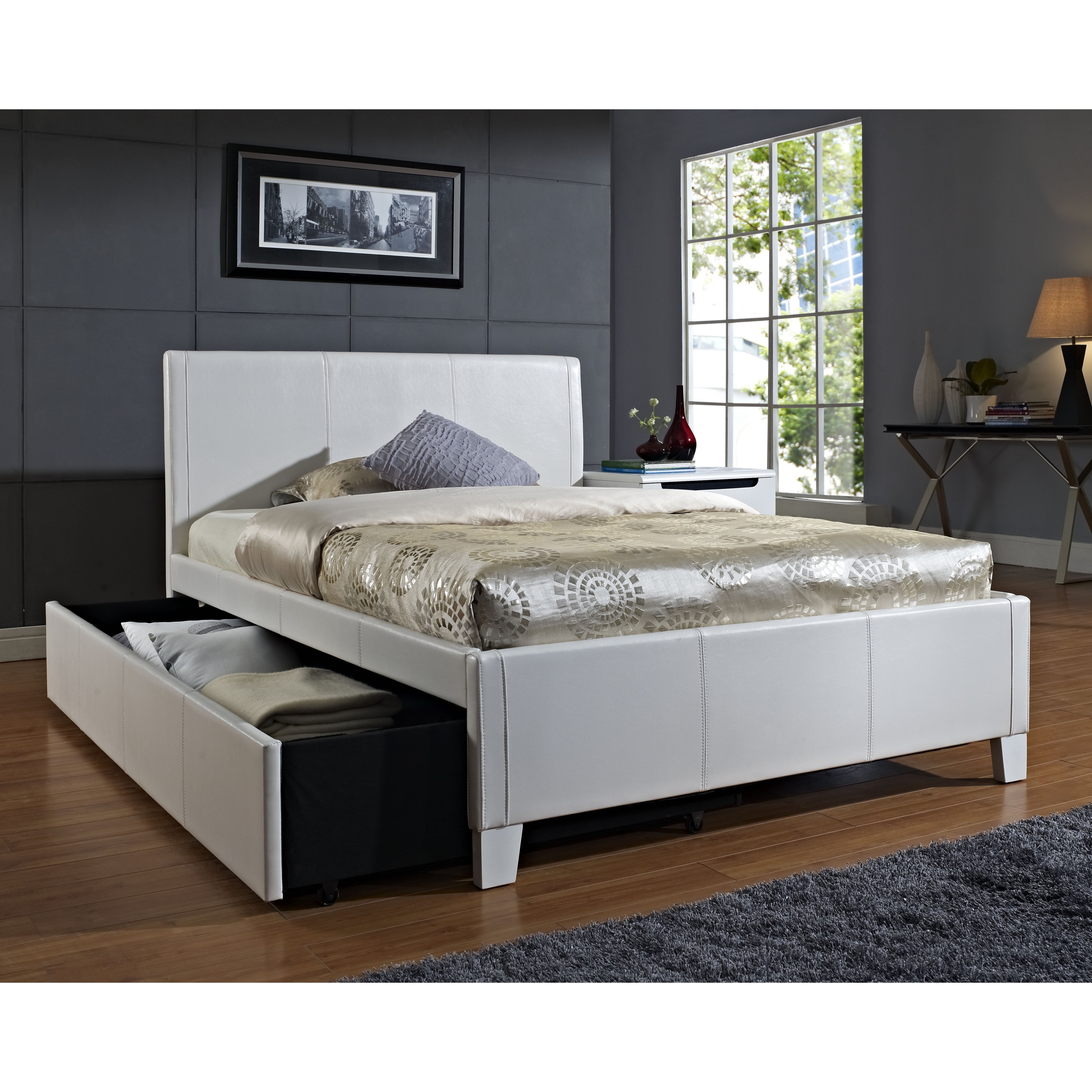 White trundle bed with storage 14