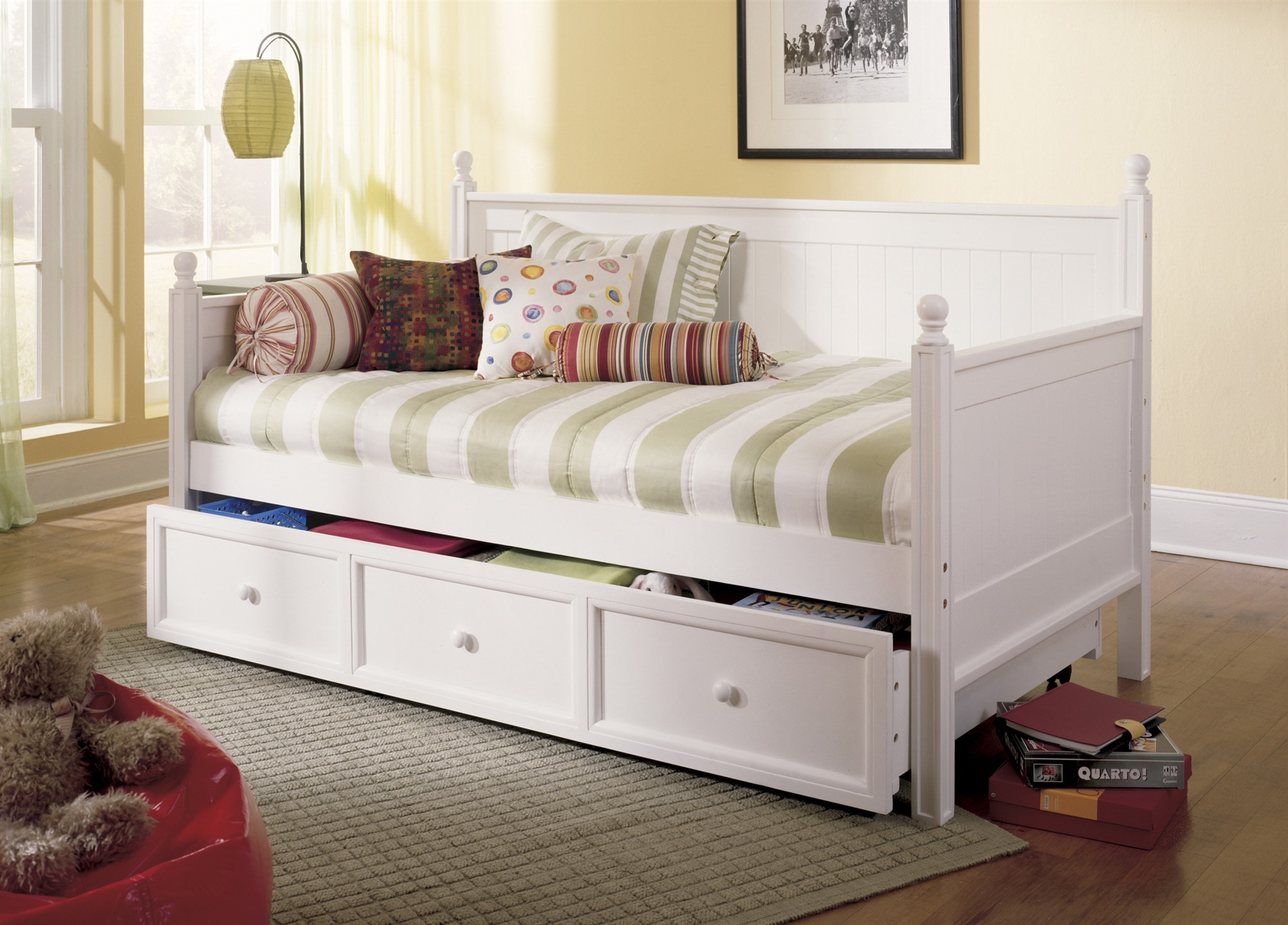 White trundle bed with storage 18