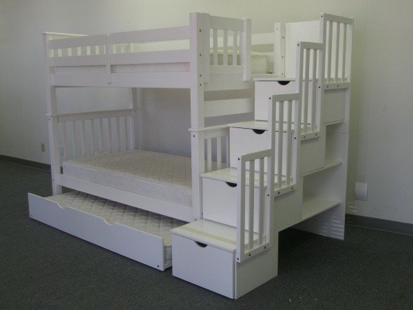 White trundle bed with storage 7