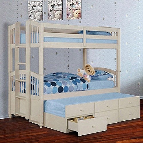 White trundle bed with storage