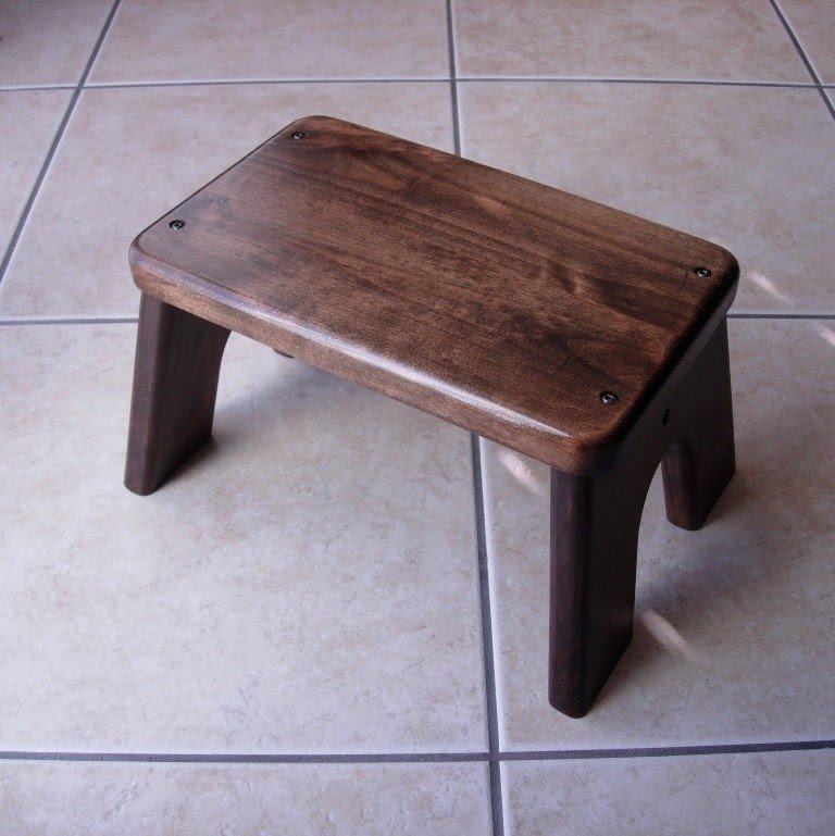 Wood step stool alder stained dark