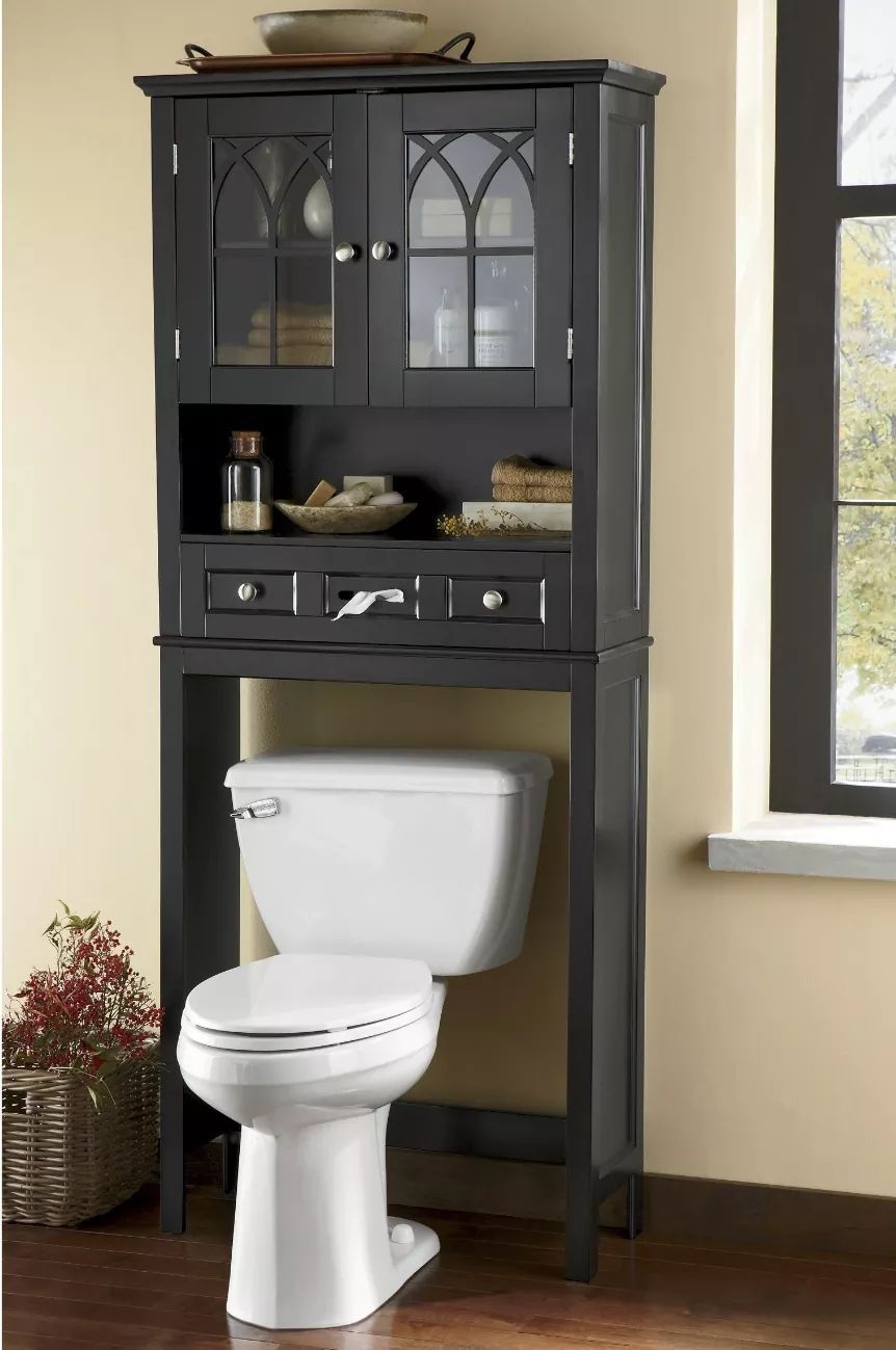 Black over the toilet deals storage cabinet