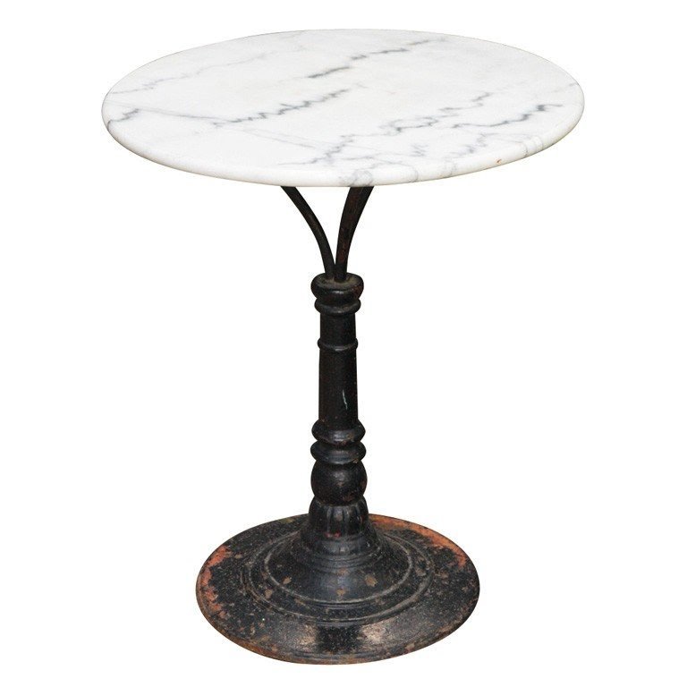 French belle epoque cast iron bistro table marble top