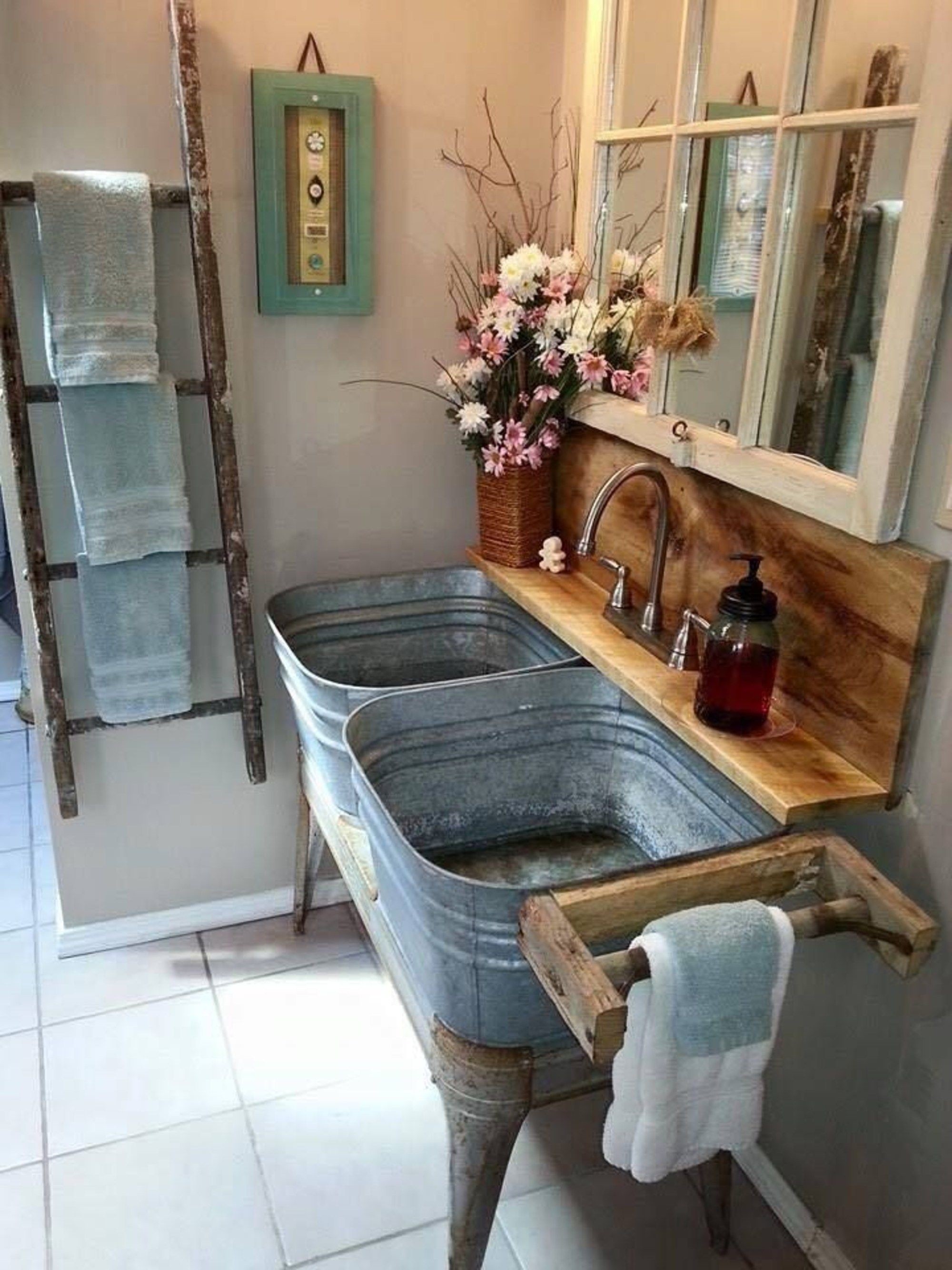 Galvanized wash tub sink