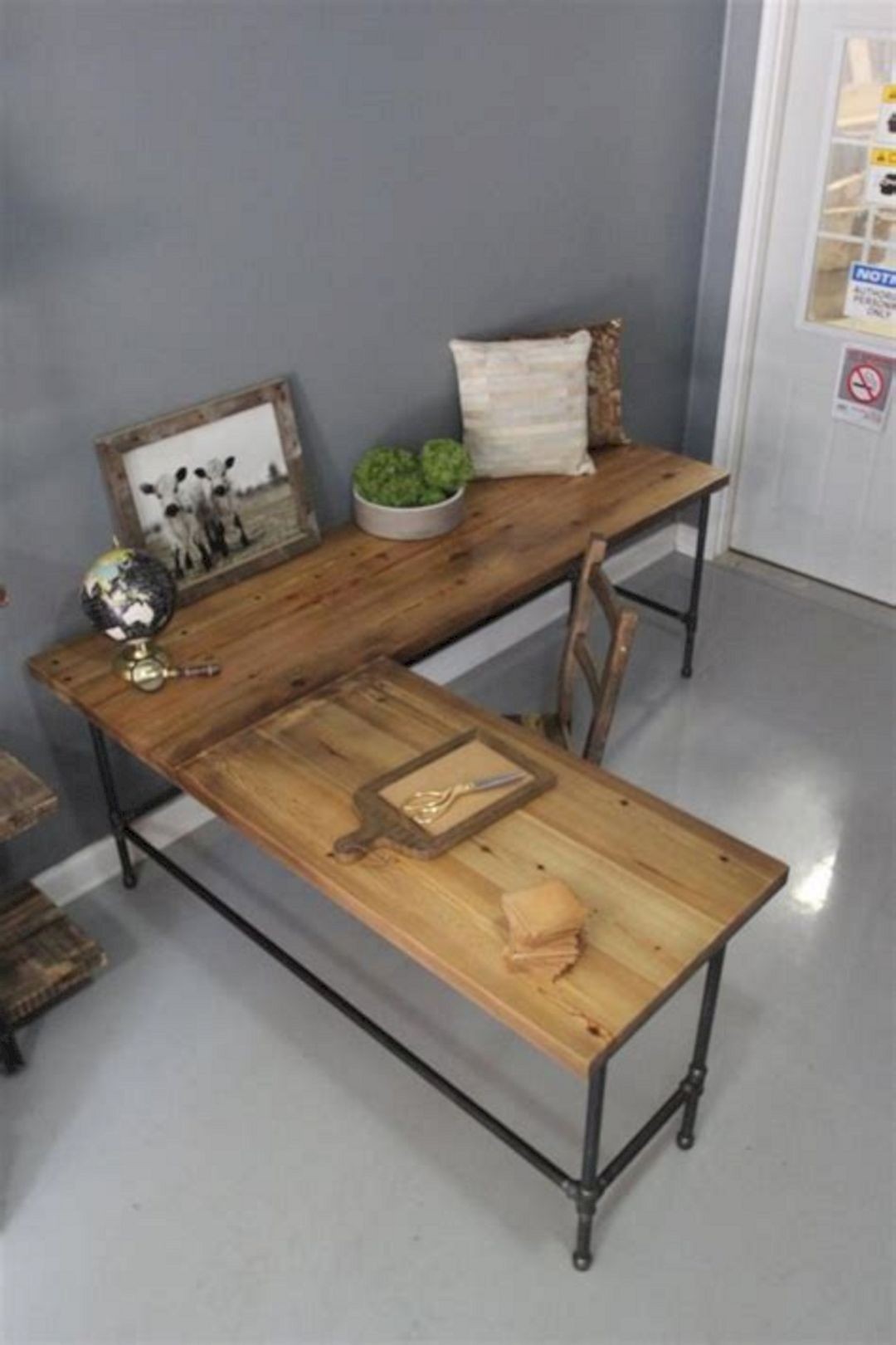 L Shaped Desk Wood Desk Pipe Desk