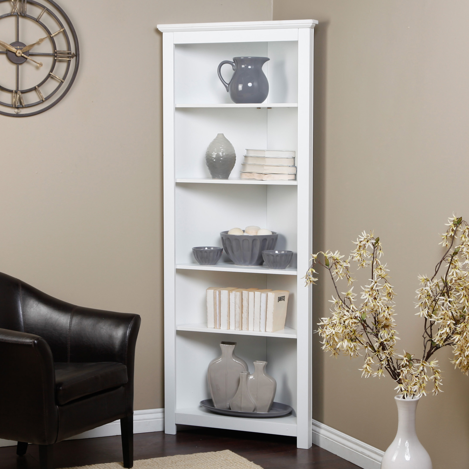 Living Room Corner Display Book Shelf Case Curio Cabinet Storage Rack Furniture