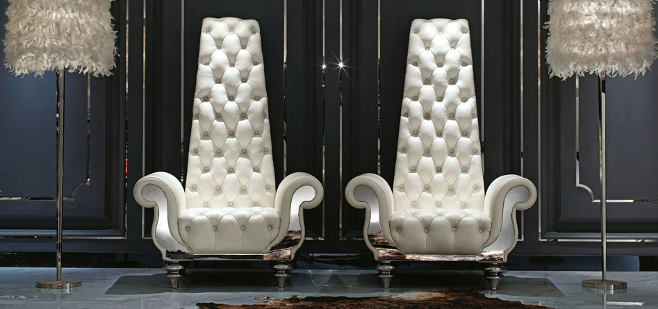 Modern high back wing chairs