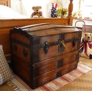 Old Dome Top Trunk Vintage Box Old Travel Chest Domed Storage Chest Luggage