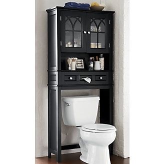 black bathroom shelving unit