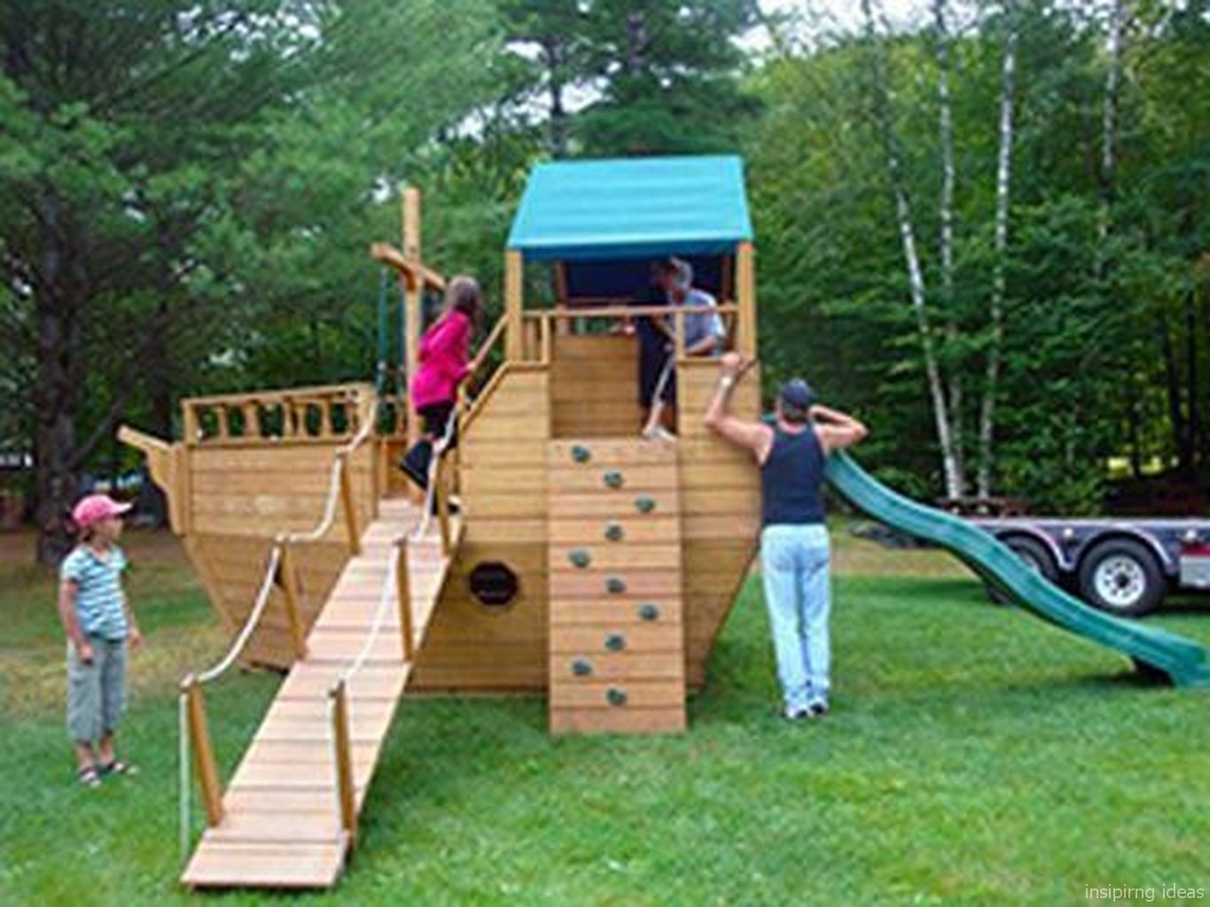 Playhouse swing set plans view source more pirate ship playground