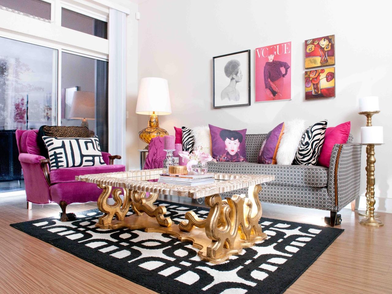 Pink Black And Gold Living Room