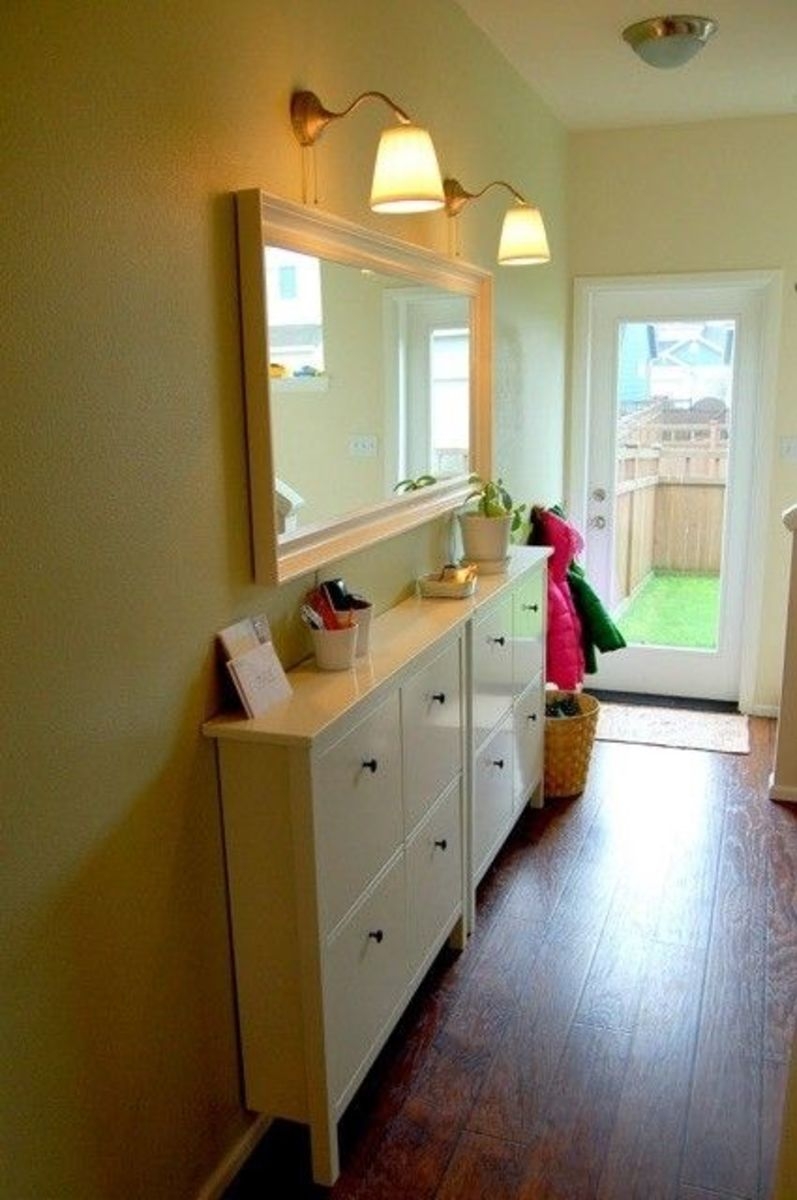 narrow hallway shoe storage