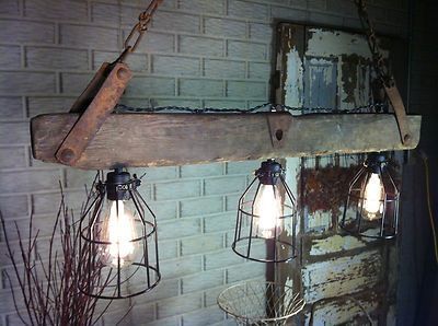Steampunk urban loft light chandelier repurposed rustic cabin hanging light