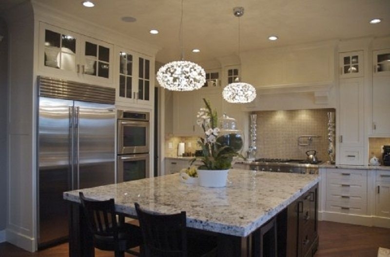 pictures of white kitchens with darker island and dark granite countertops