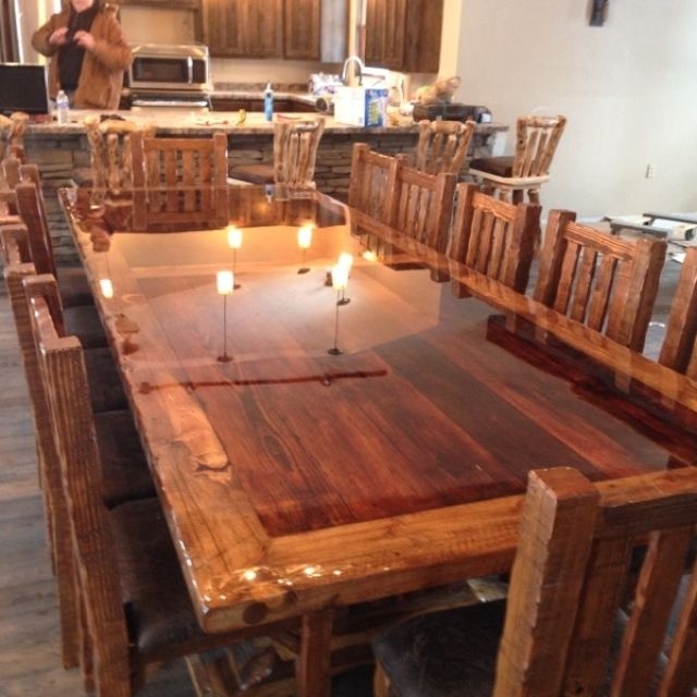 Wood dining table with glass top