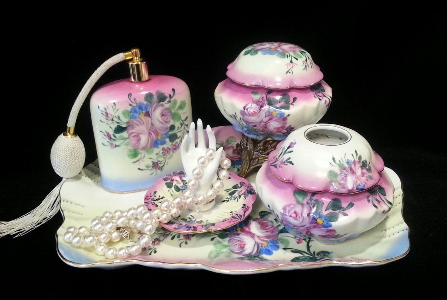 7 piece limoges france porcelain dresser
