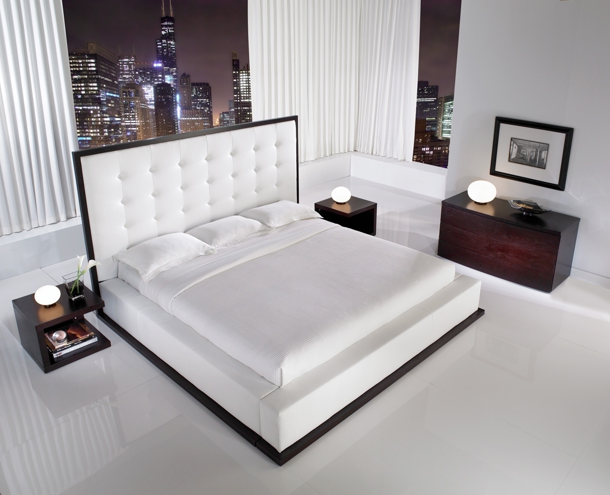 Diamante white faux leather bed frame