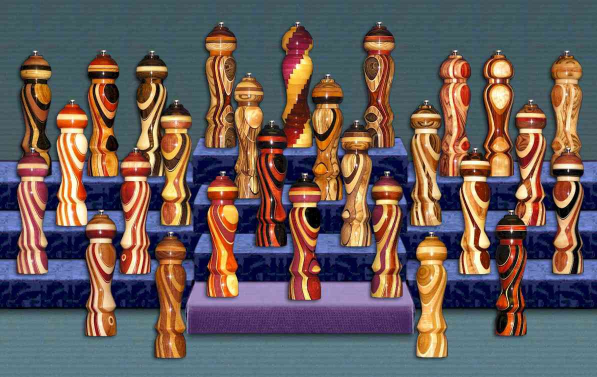 Exotic wood pepper mills wooden salt and pepper shakers like
