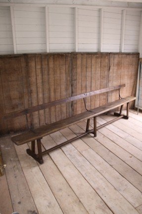 Pair of benches with oak legs and back with a
