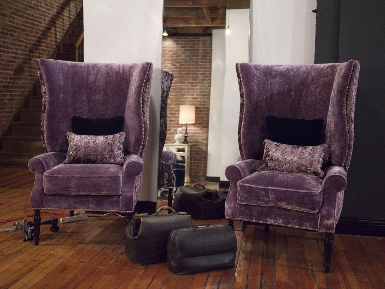 purple crushed velvet chair