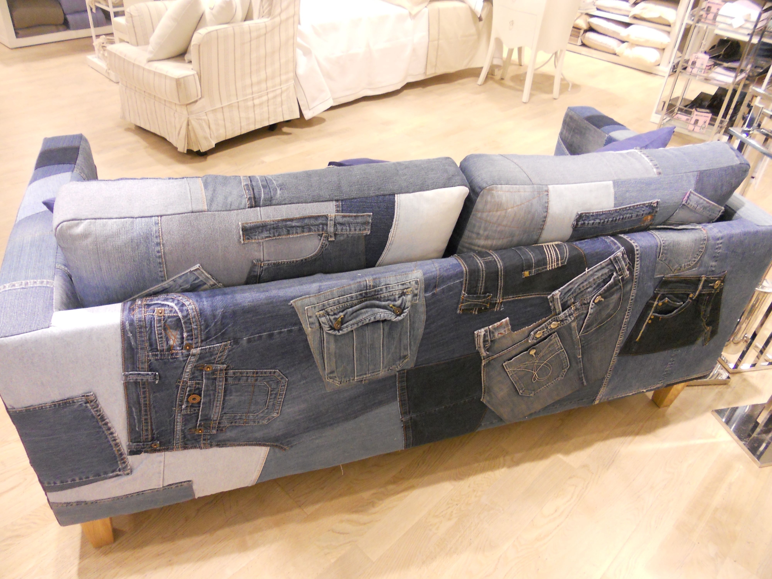 Recycled denim couch