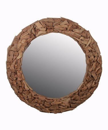 Large Round Wood Mirror - Foter