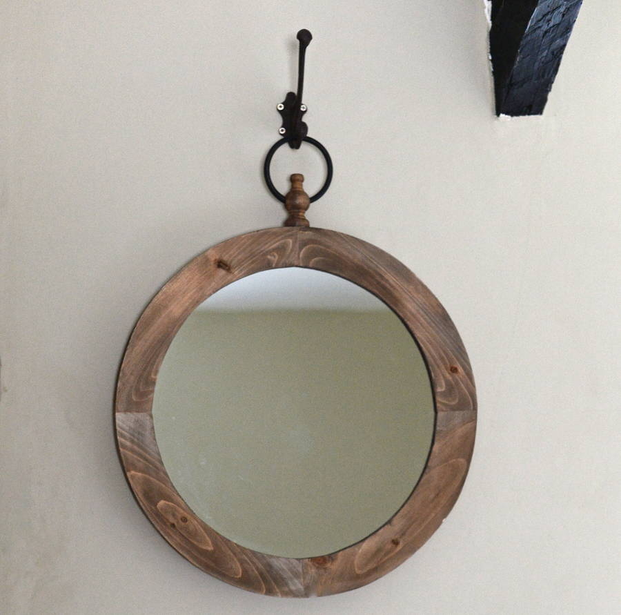 Round wooden mirror