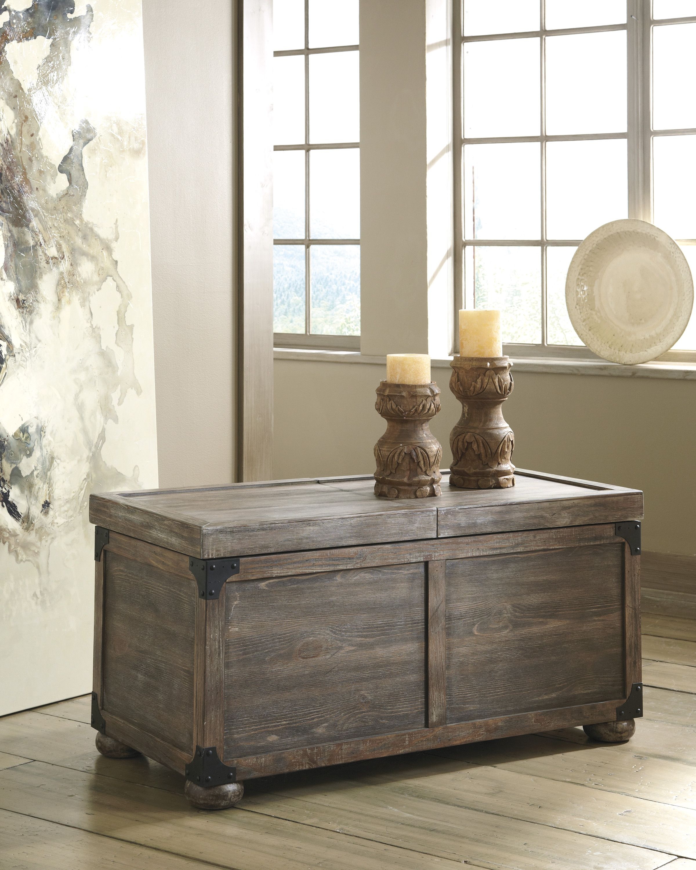 Rustic accents storage cocktail table driftwood 1