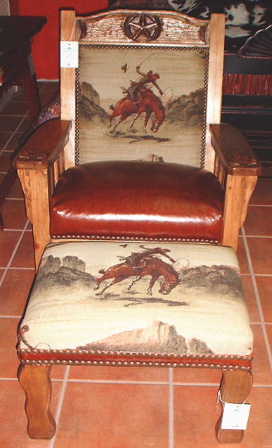 Western chair beautiful use of this tapestry