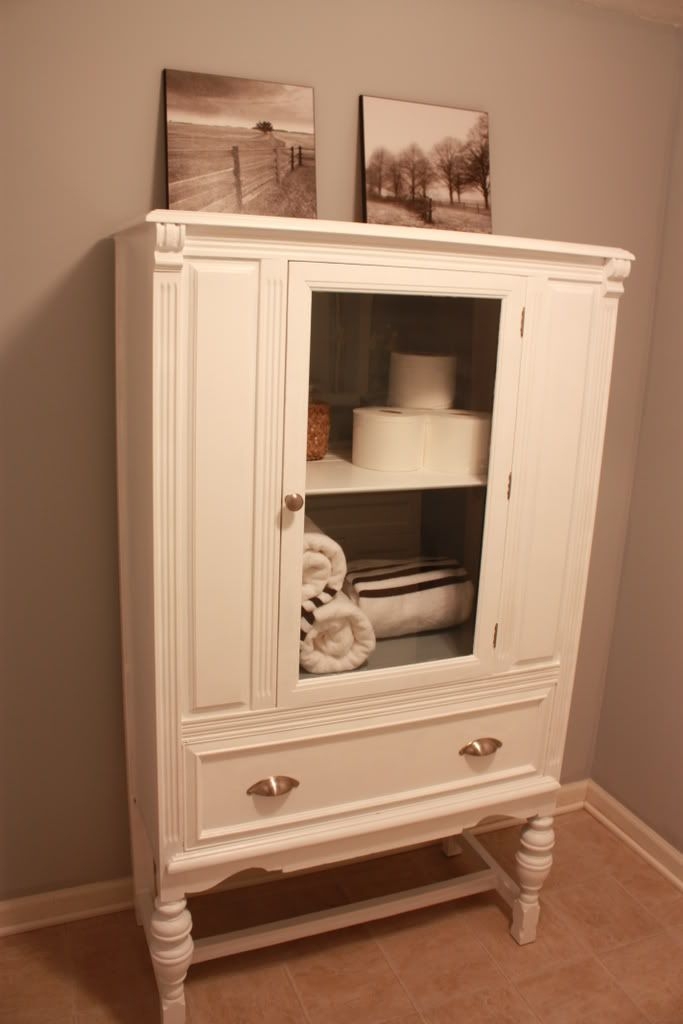 White linen cabinet for bathroom 11