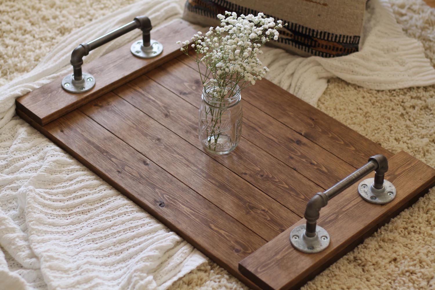 large square wooden tray for ottoman