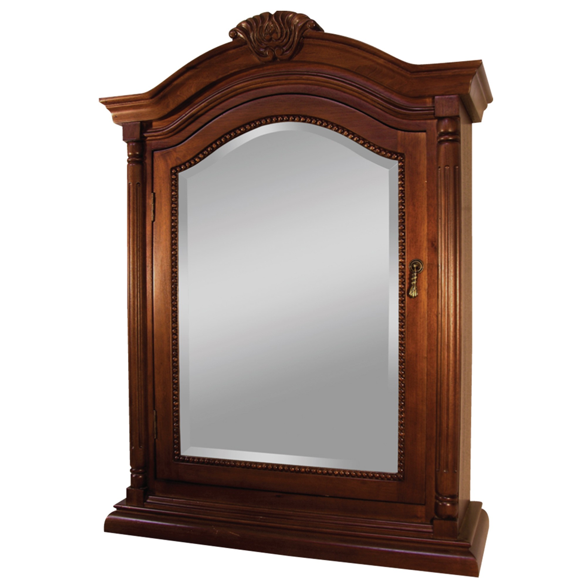 Cherry finish wood surface wall mount mirror medicine toiletry cabinet