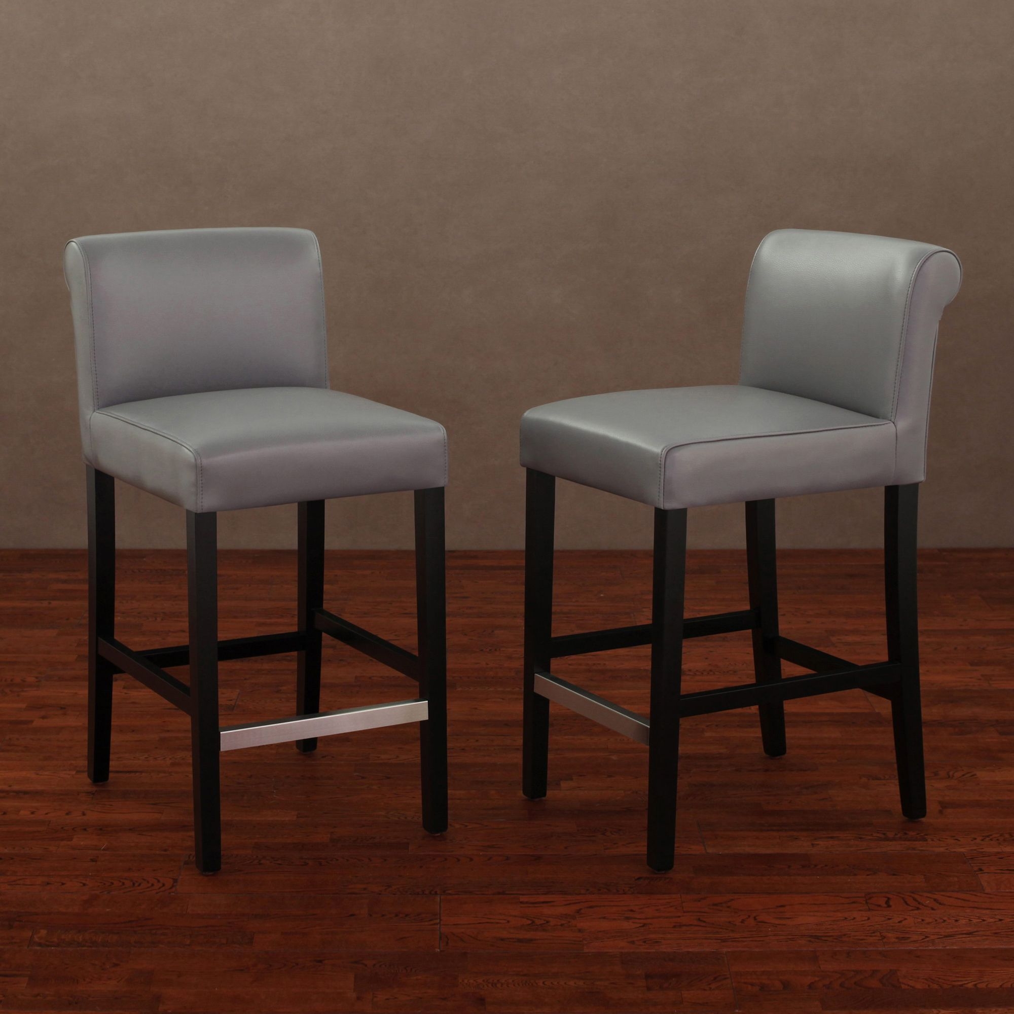 Cosmopolitan Charcoal Leather Counter Stool Set Of 2