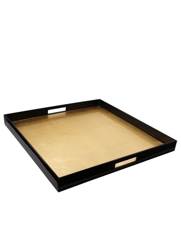 Designer gold leaf lacquer ottoman tray sharing luxury designer home