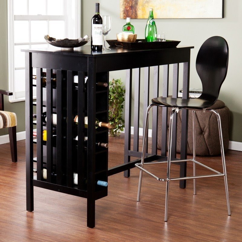 Kitchen table with wine rack outlet underneath