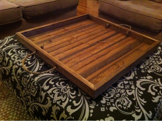 Large wooden tray for ottoman