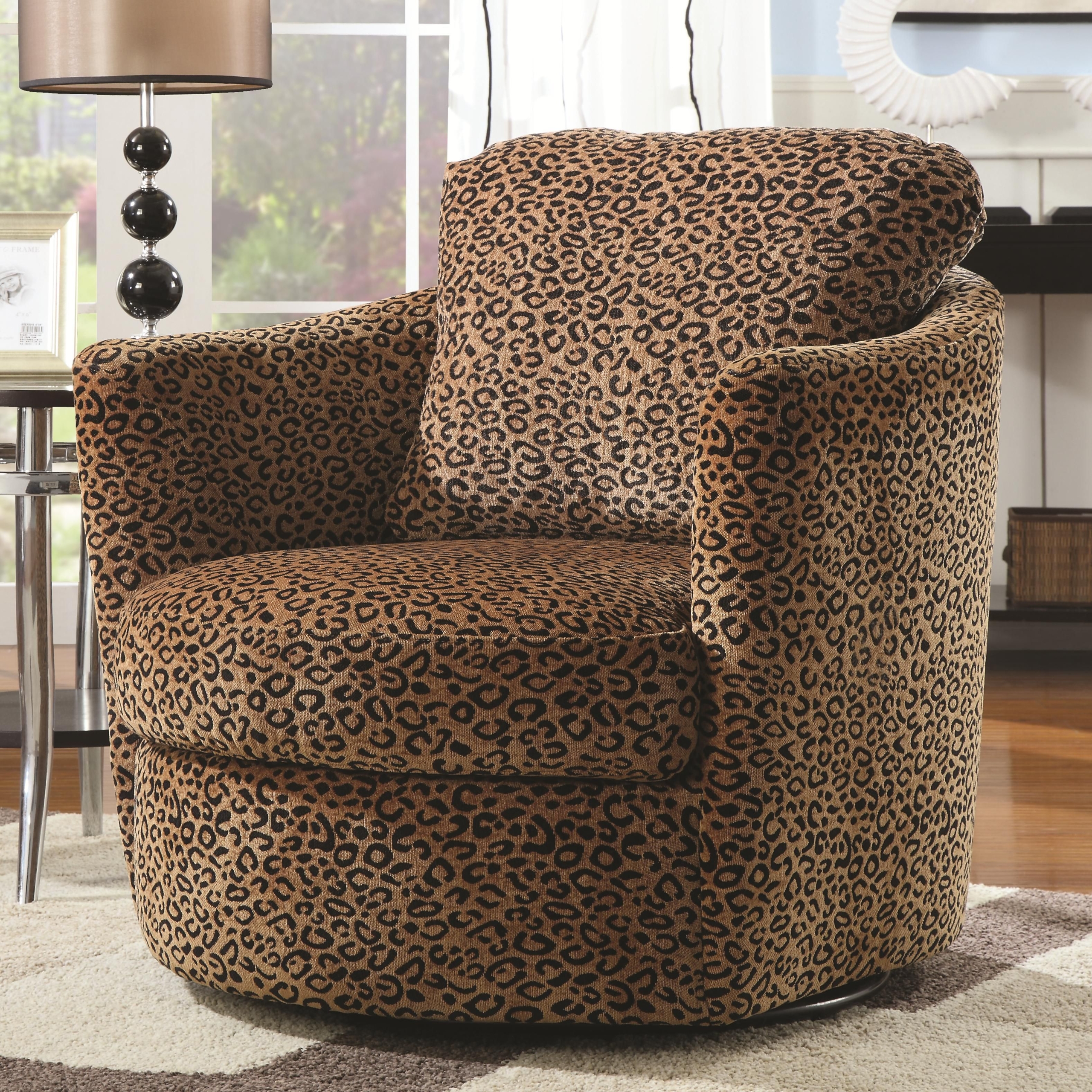 Leopard Print Pattern Fabric Swivel Accent Arm Chair By Coaster 900195