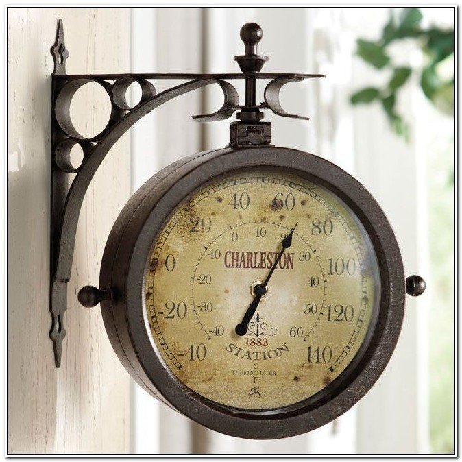 Outdoor wall clock with thermometer 1