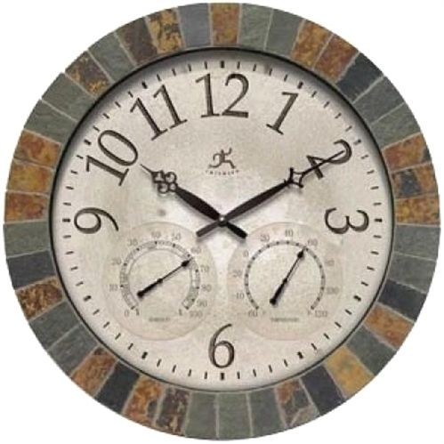 Outdoor wall clock with thermometer