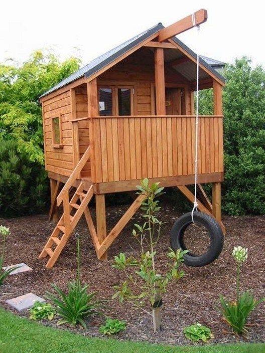 Outdoor wood playhouse